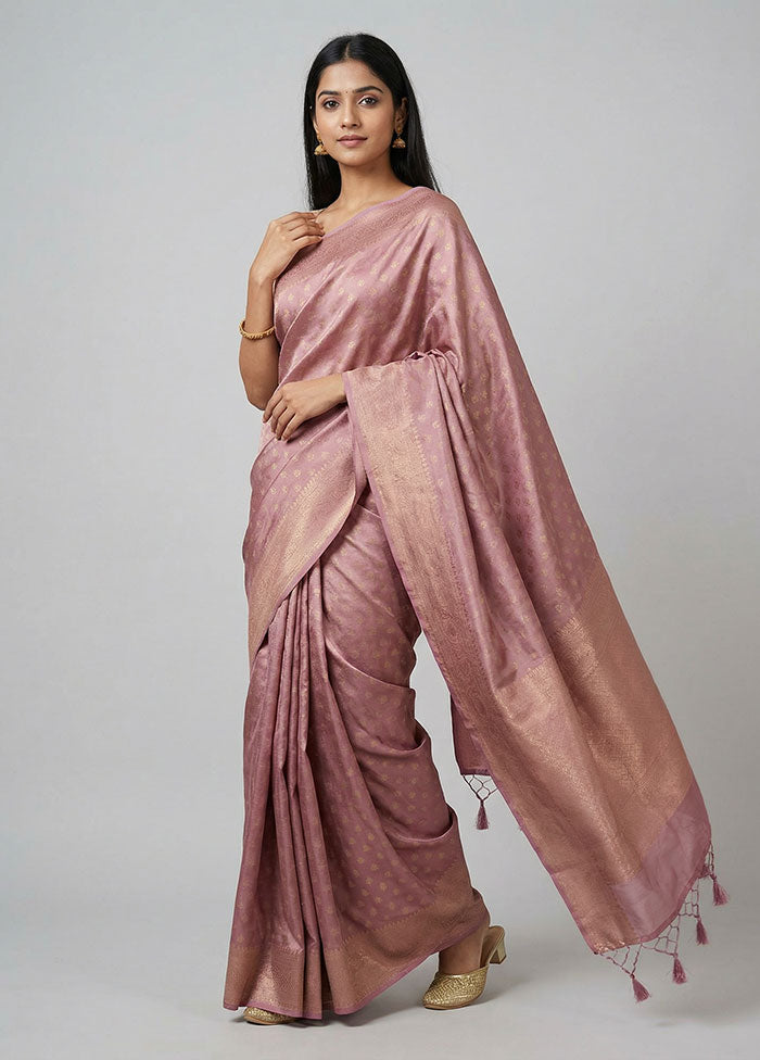 Pink Tissue Silk Saree With Blouse Piece