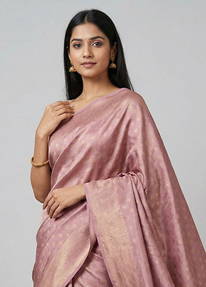 Pink Tissue Silk Saree With Blouse Piece