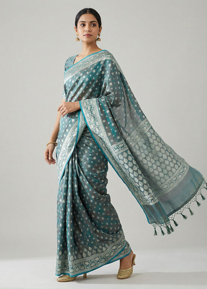 Green Kora Silk Saree With Blouse Piece