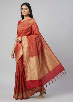Pink Kora Silk Saree With Blouse Piece