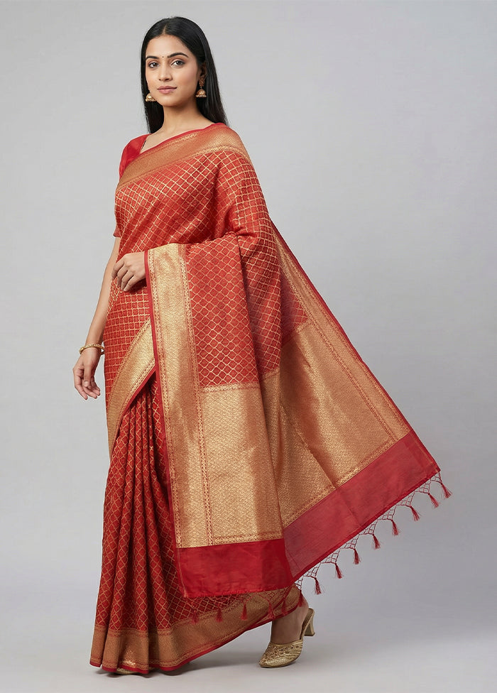 Pink Kora Silk Saree With Blouse Piece