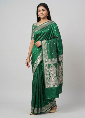 Green Katan Silk Saree With Blouse Piece