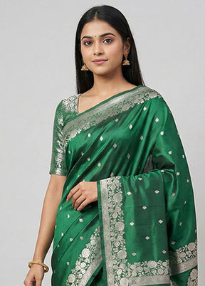 Green Katan Silk Saree With Blouse Piece