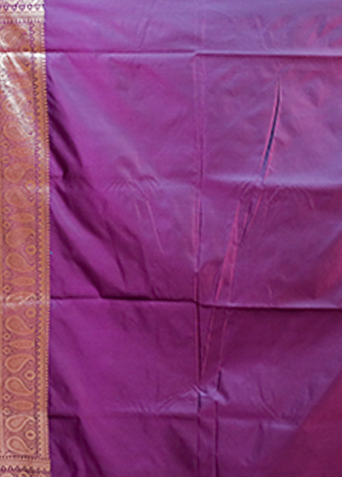 Purple Banarasi Silk Saree With Blouse Piece