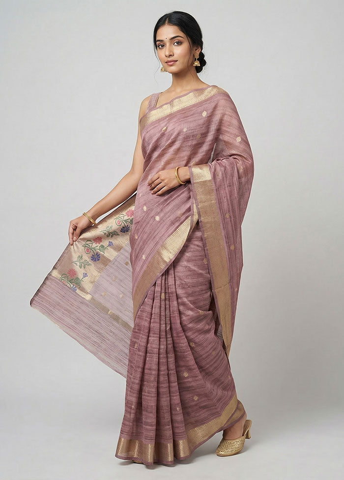 Purple Kora Silk Saree With Blouse Piece