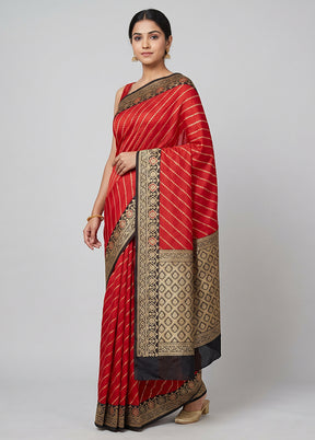 Red Katan Silk Saree With Blouse Piece