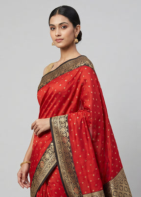 Red Katan Silk Saree With Blouse Piece