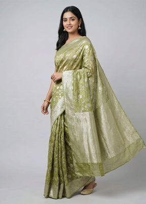 Green Tissue Silk Saree With Blouse Piece