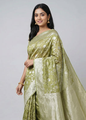 Green Tissue Silk Saree With Blouse Piece