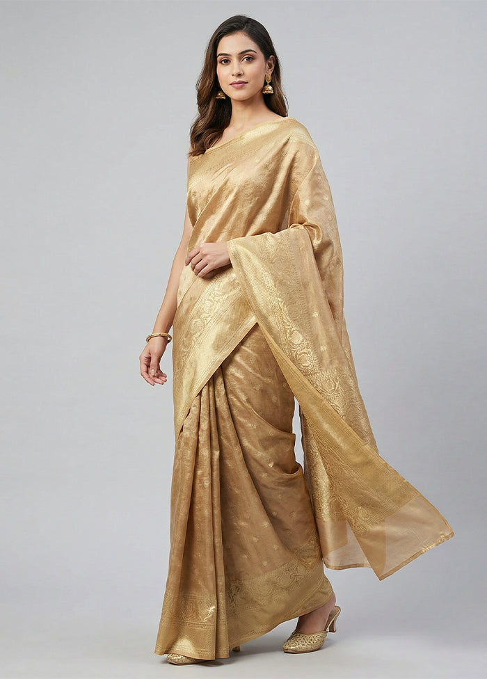 Cream Tissue Silk Saree With Blouse Piece