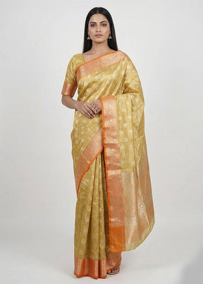 Green Tissue Silk Saree With Blouse Piece