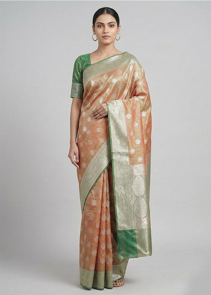 Pink Tissue Silk Saree With Blouse Piece