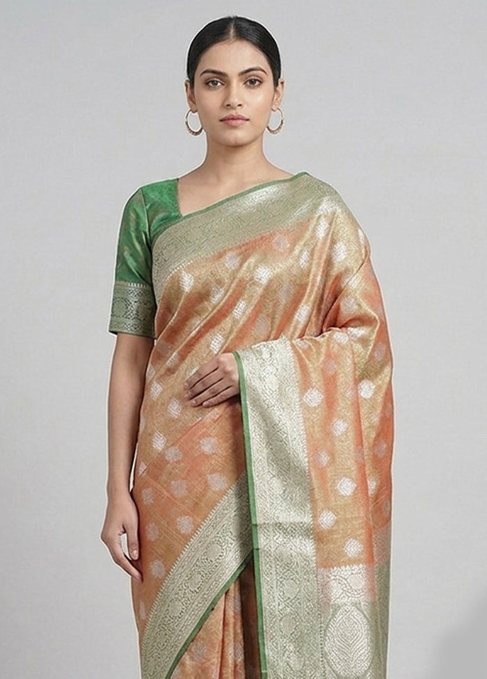 Pink Tissue Silk Saree With Blouse Piece