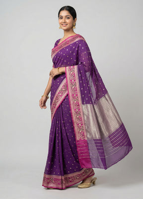 Purple Katan Silk Saree With Blouse Piece