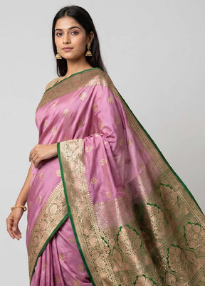 Purple Banarasi Silk Saree With Blouse Piece