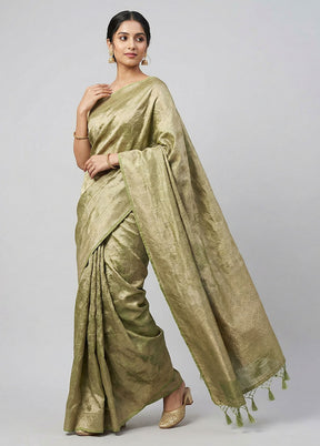 Green Tissue Silk Saree With Blouse Piece