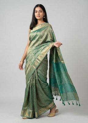 Green Tissue Silk Saree With Blouse Piece