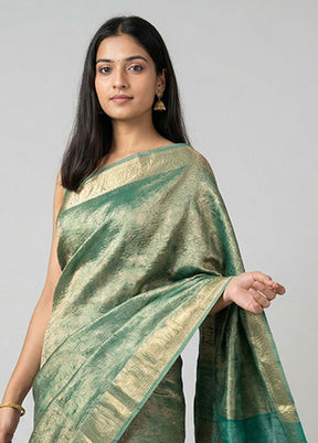Green Tissue Silk Saree With Blouse Piece