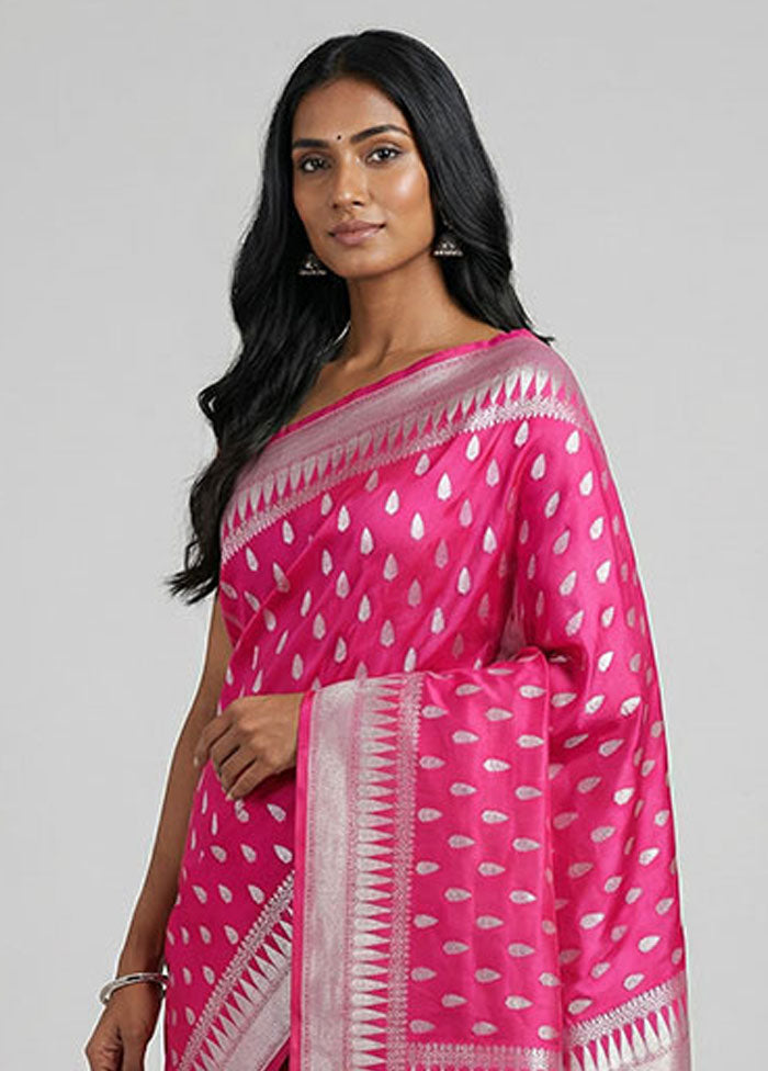 Pink Uppada Silk Saree With Blouse Piece