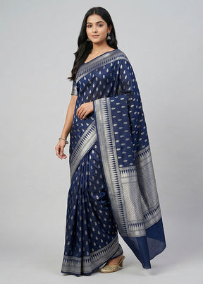 Blue Uppada Silk Saree With Blouse Piece