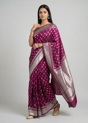 Maroon Uppada Silk Saree With Blouse Piece