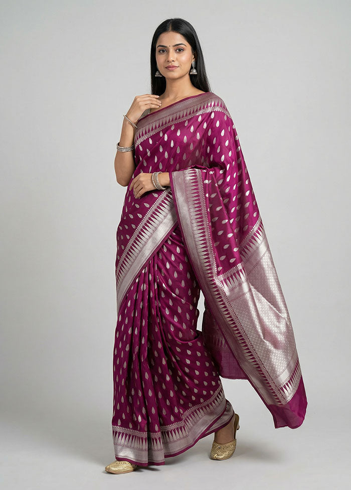 Maroon Uppada Silk Saree With Blouse Piece
