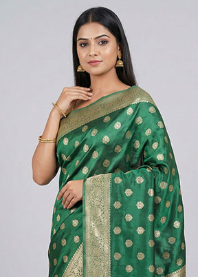 Green Dupion Silk Saree With Blouse Piece