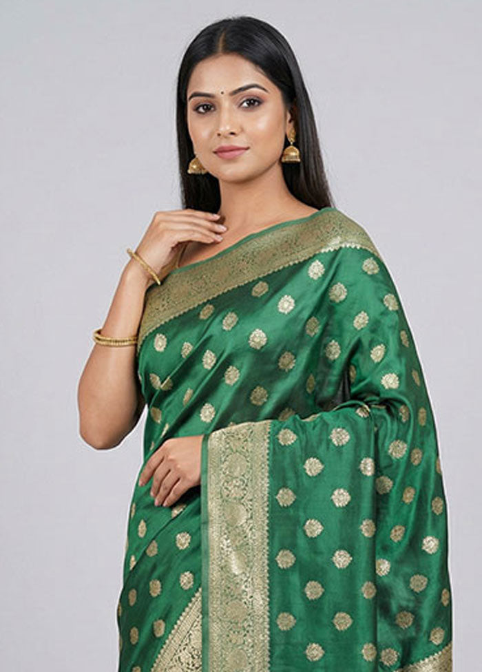 Green Dupion Silk Saree With Blouse Piece