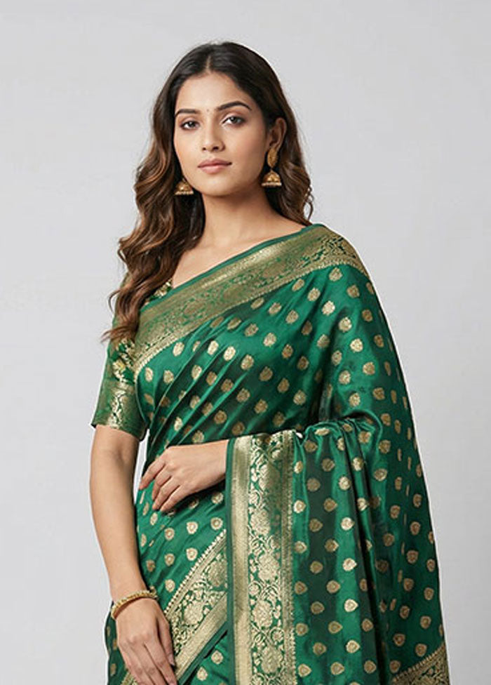 Green Dupion Silk Saree With Blouse Piece