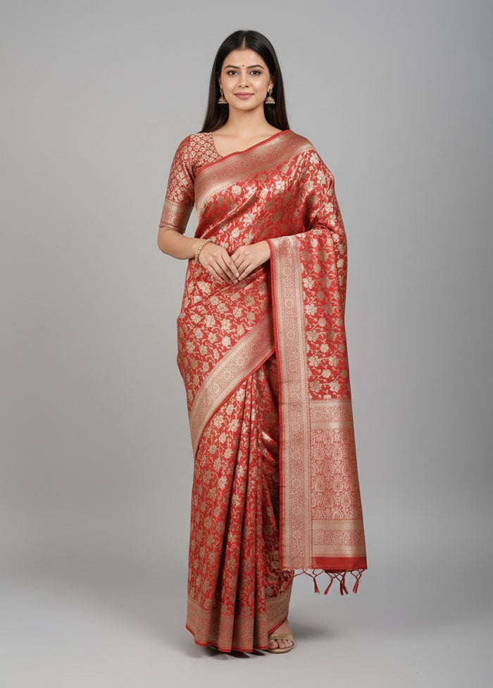 Pink Uppada Silk Saree With Blouse Piece