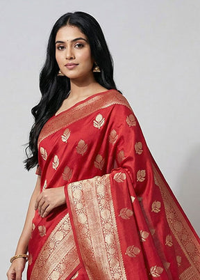 Pink Dupion Silk Saree With Blouse Piece
