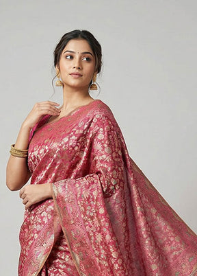 Pink Dupion Silk Saree With Blouse Piece