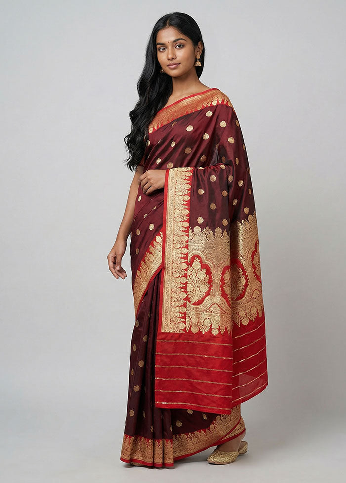 Purple Banarasi Silk Saree With Blouse Piece