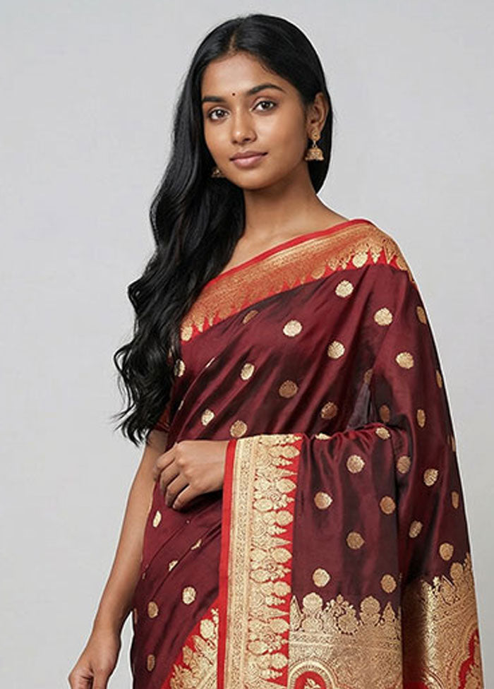 Purple Banarasi Silk Saree With Blouse Piece