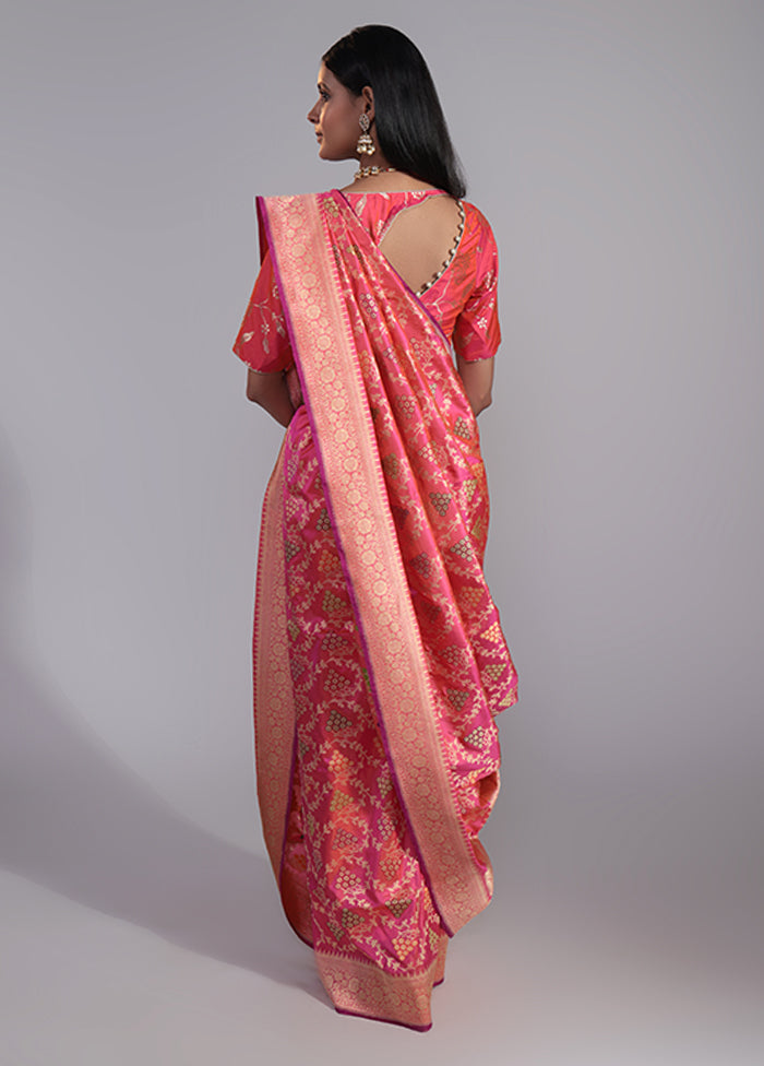 Pink Handloom Katan Pure Silk Saree With Blouse Piece