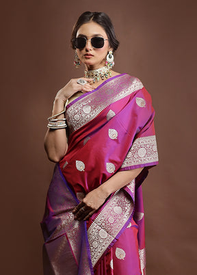 Maroon Katan Silk Saree With Blouse Piece