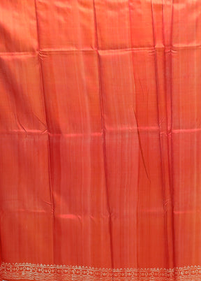 Orange Printed Silk Saree Without Blouse Piece