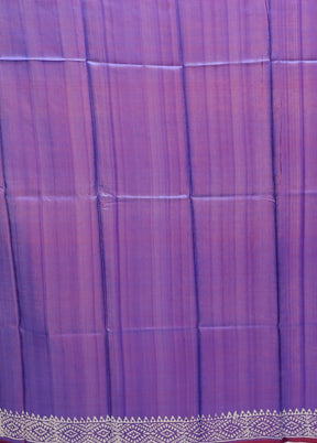 Purple Printed Silk Saree Without Blouse Piece