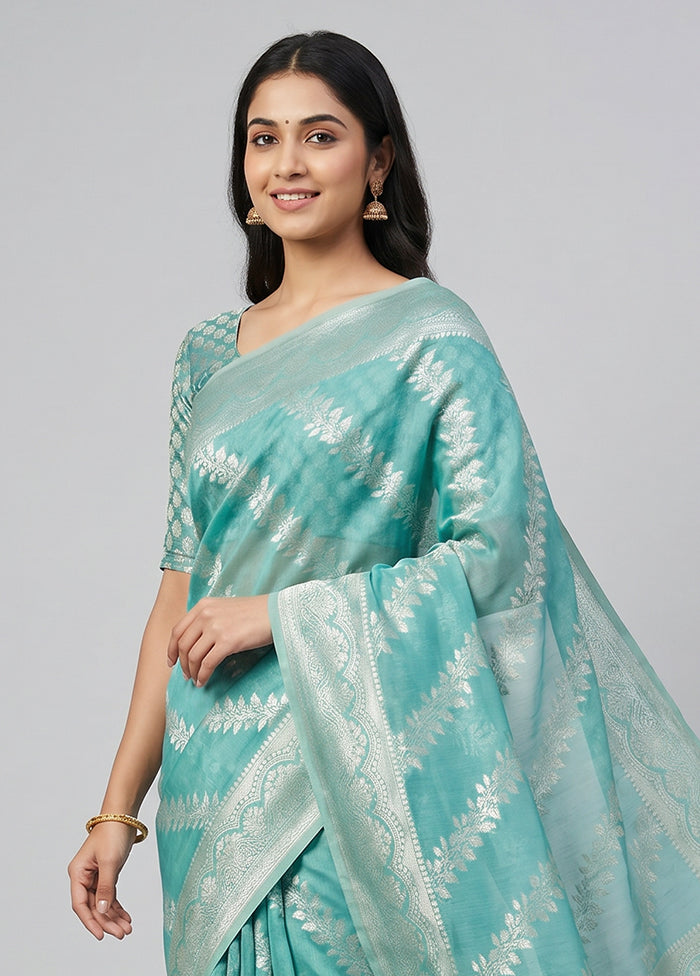 Blue Dupion Silk Saree With Blouse Piece