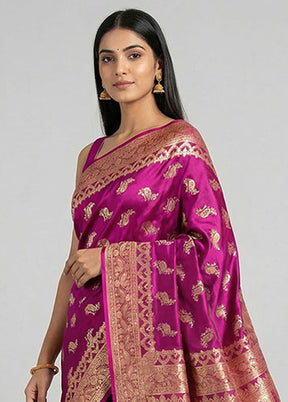 Purple Banarasi Silk Saree With Blouse Piece