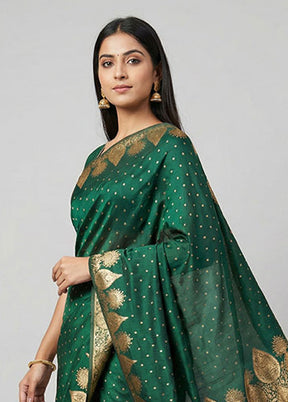 Blue Banarasi Silk Saree With Blouse Piece