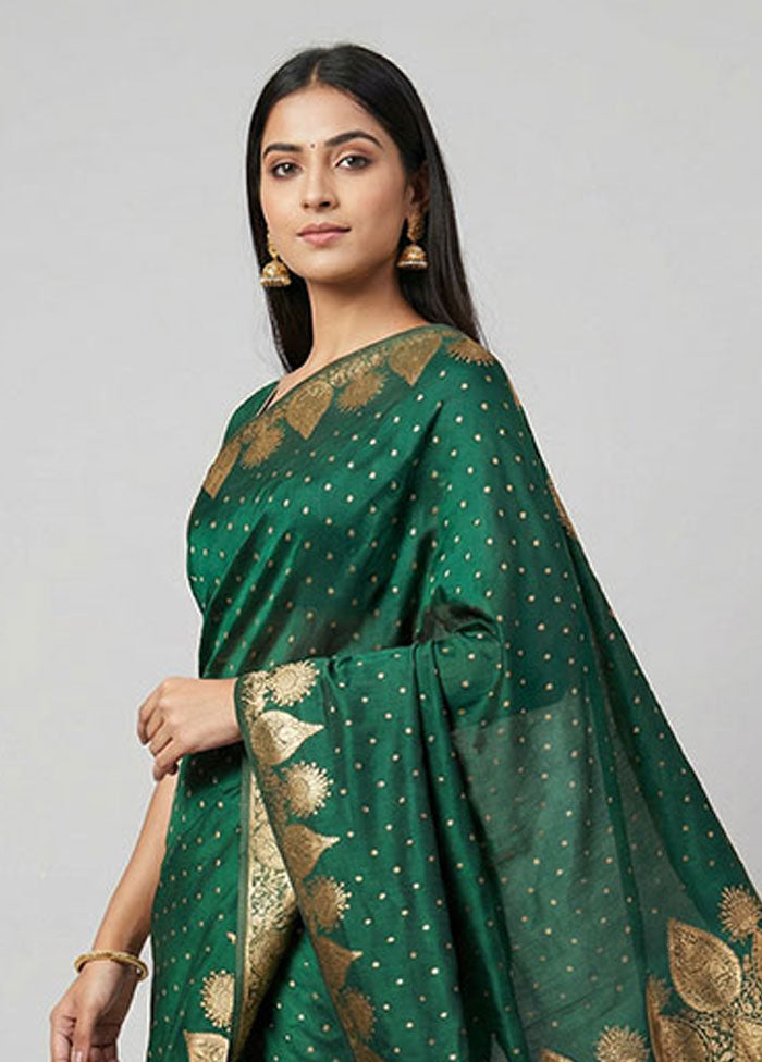 Blue Banarasi Silk Saree With Blouse Piece