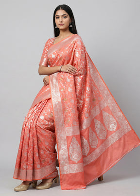 Pink Uppada Silk Saree With Blouse Piece