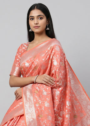 Pink Uppada Silk Saree With Blouse Piece