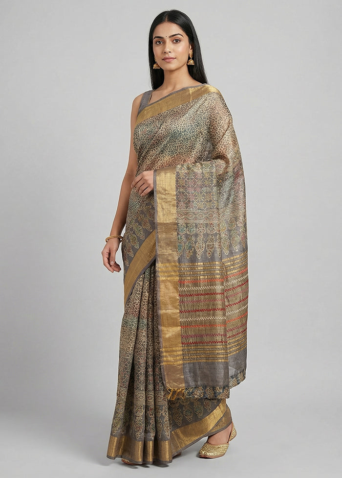 Multicolor Handloom Tussar Pure Silk Saree With Blouse Piece