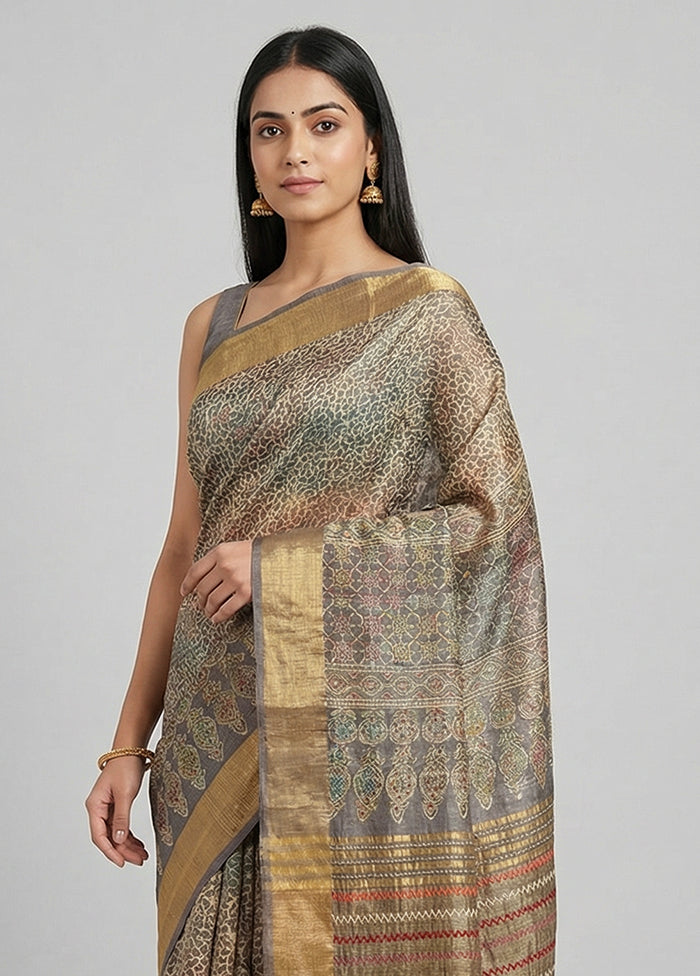 Multicolor Handloom Tussar Pure Silk Saree With Blouse Piece