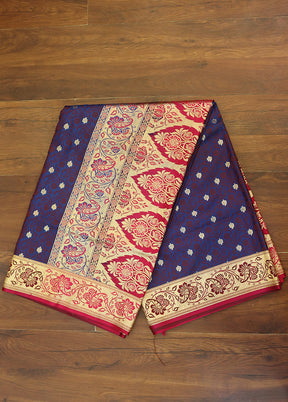 Blue Tanchoi Silk Saree With Blouse Piece