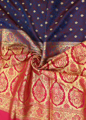 Blue Tanchoi Silk Saree With Blouse Piece