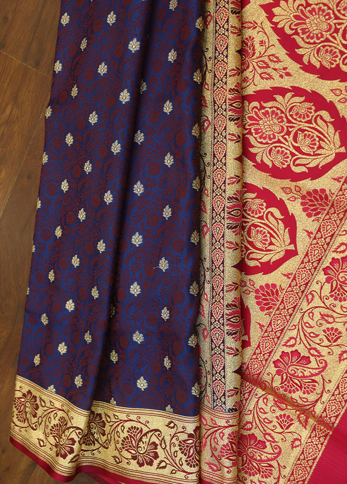 Blue Tanchoi Silk Saree With Blouse Piece