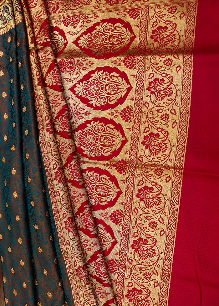 Blue Tanchoi Silk Saree With Blouse Piece